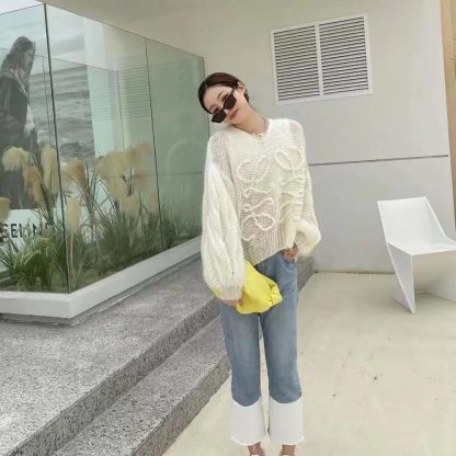 Loewe Women Anagram Sweater in Mohair-White S359Y14KBO - 图片 6