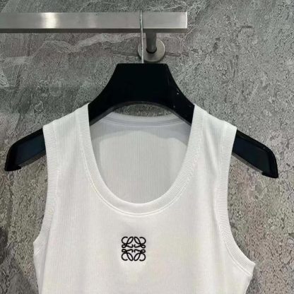 Loewe Women Anagram Tank Top in Cotton-White S359Y23X84 - 图片 4