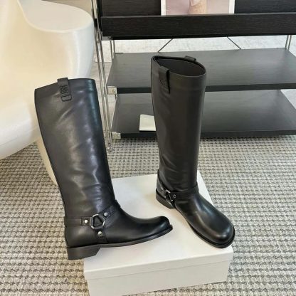 Loewe Women Campo Biker High Boot in Soft Calfskin-Black - 图片 5