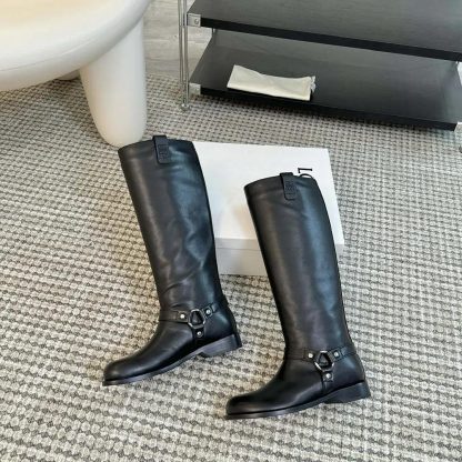 Loewe Women Campo Biker High Boot in Soft Calfskin-Black - 图片 6