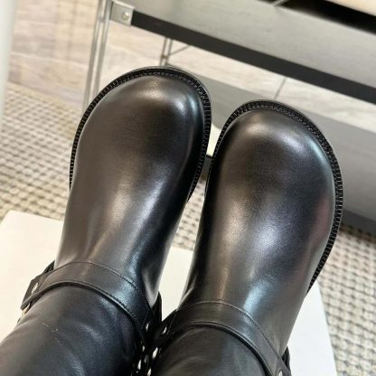 Loewe Women Campo Biker High Boot in Soft Calfskin-Black - 图片 8