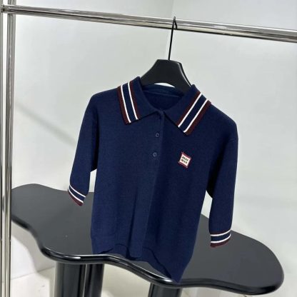 Miu Miu Women Wool and Cashmere Polo Sweater MMLA28 - 图片 2