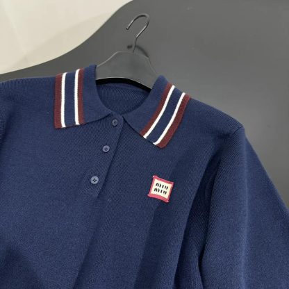 Miu Miu Women Wool and Cashmere Polo Sweater MMLA28 - 图片 6