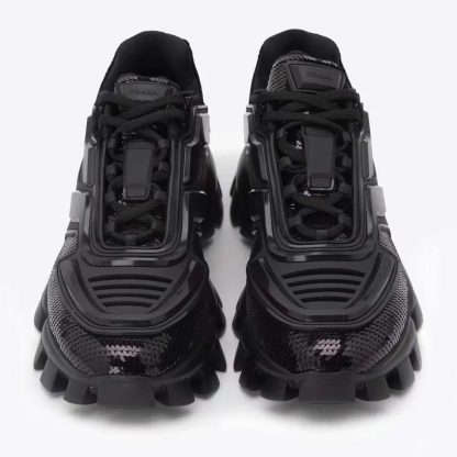 Prada Unisex Cloudbust Thunder Sequin Lug-Sole Sneakers-Black - 图片 2