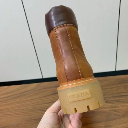 Prada Unisex Leather Lace-up Boots-Brown 1T803N - 图片 9
