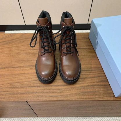 Prada Unisex Leather and Re-Nylon booties-Cognac 1T704N - 图片 2