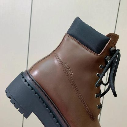 Prada Unisex Leather and Re-Nylon booties-Cognac 1T704N - 图片 7