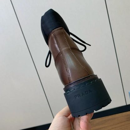 Prada Unisex Leather and Re-Nylon booties-Cognac 1T704N - 图片 8
