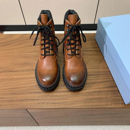 Prada Unisex Leather and Re-Nylon booties-Ebony 1T704N - 图片 2