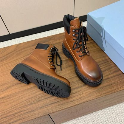 Prada Unisex Leather and Re-Nylon booties-Ebony 1T704N - 图片 4