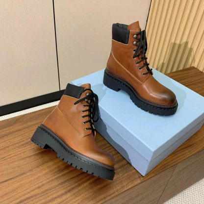 Prada Unisex Leather and Re-Nylon booties-Ebony 1T704N - 图片 6