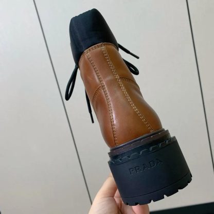 Prada Unisex Leather and Re-Nylon booties-Ebony 1T704N - 图片 8