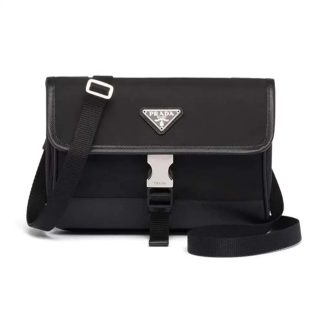 Prada Unisex Re-Nylon and Saffiano Shoulder Bag-Black