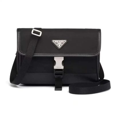 Prada Unisex Re-Nylon and Saffiano Shoulder Bag-Black