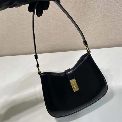 Prada Women Cleo Brushed Leather Shoulder Bag with Clasp Closure - 图片 5