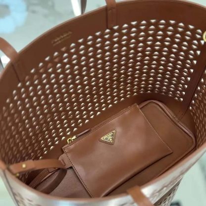 Prada Women Large Perforated Leather Tote Bag 1BG5032CY4F03BHVOOO - 图片 3