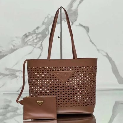 Prada Women Large Perforated Leather Tote Bag 1BG5032CY4F03BHVOOO - 图片 2