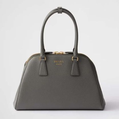 Prada Women Medium Saffiano Leather Bag-Gray