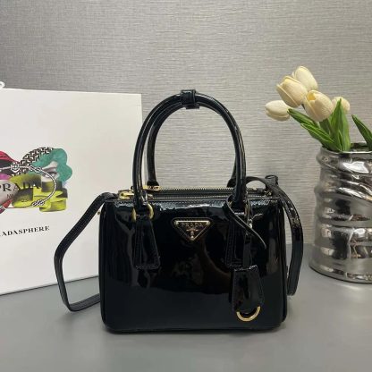 Prada Women Prada Galleria Patent Leather Mini Bag-Black - 图片 2