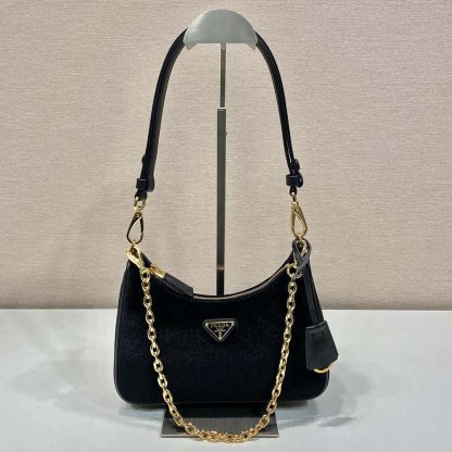 Prada Women Re-Edition Velvet Mini-bag-Black 1BC204 - 图片 2