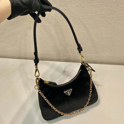Prada Women Re-Edition Velvet Mini-bag-Black 1BC204 - 图片 4