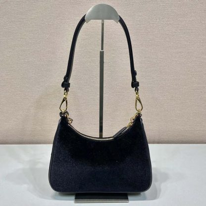 Prada Women Re-Edition Velvet Mini-bag-Black 1BC204 - 图片 3