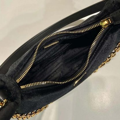 Prada Women Re-Edition Velvet Mini-bag-Black 1BC204 - 图片 9