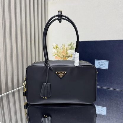 Prada Women Re-Nylon and Leather Medium Top-handle Bag with Padlock - 图片 2