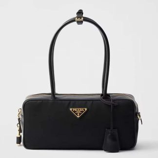 Prada Women Re-Nylon and Leather Small Top-handle Bag with Padlock