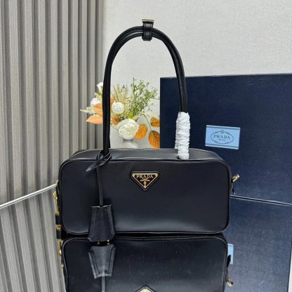 Prada Women Re-Nylon and Leather Small Top-handle Bag with Padlock - 图片 2