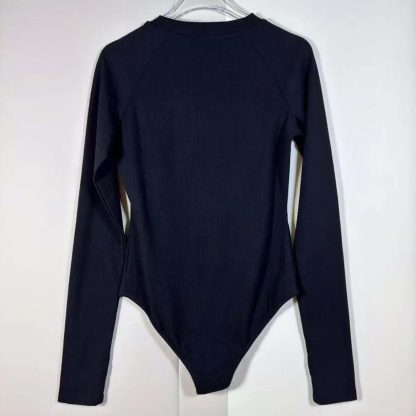 Prada Women Ribbed Knit Jersey Bodysuit-Black - 图片 2
