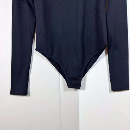 Prada Women Ribbed Knit Jersey Bodysuit-Black - 图片 4