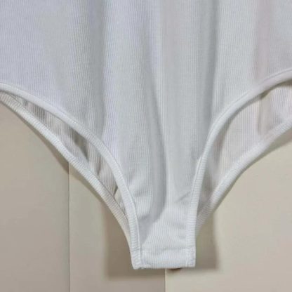 Prada Women Ribbed Knit Jersey Bodysuit-White - 图片 4