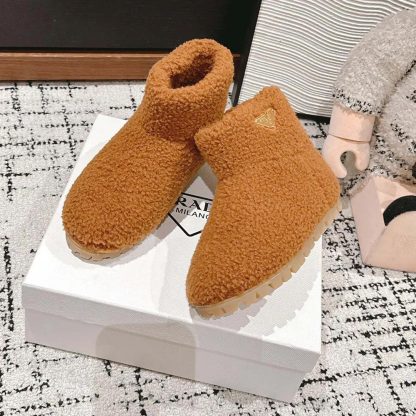 Prada Women Shearling Booties-Brown 1T711NMPD - 图片 4