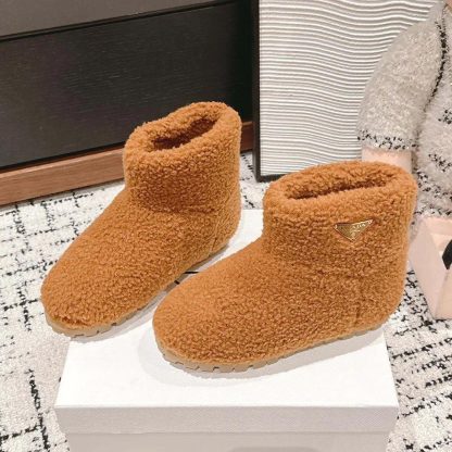 Prada Women Shearling Booties-Brown 1T711NMPD - 图片 5