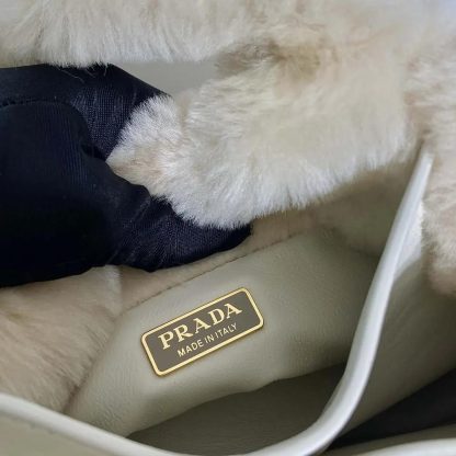 Prada Women Shearling Mini Handbag-Beige 1BA349 - 图片 10