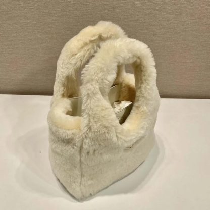 Prada Women Shearling Mini Handbag-Beige 1BA349 - 图片 5