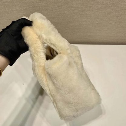 Prada Women Shearling Mini Handbag-Beige 1BA349 - 图片 6