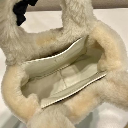 Prada Women Shearling Mini Handbag-Beige 1BA349 - 图片 9
