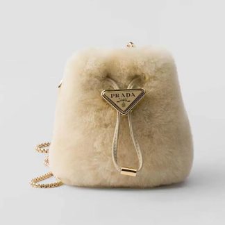 Prada Women Sheepskin Mini Pouch-Beige 1NR16P2EC9F0379