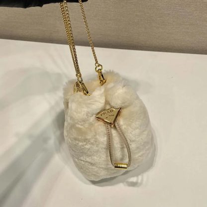 Prada Women Sheepskin Mini Pouch-Beige 1NR16P2EC9F0379 - 图片 5