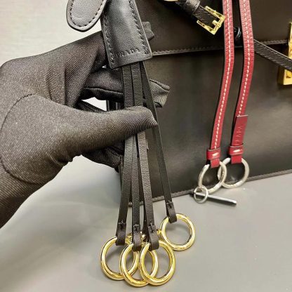 Prada Women Soft Sound Large Leather Shoulder Bag with Charms-Black - 图片 9