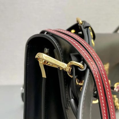 Prada Women Soft Sound Large Leather Shoulder Bag with Charms-Black - 图片 8