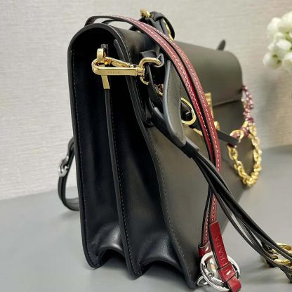 Prada Women Soft Sound Large Leather Shoulder Bag with Charms-Black - 图片 6