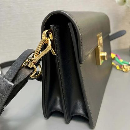 Prada Women Soft Sound Small Leather Shoulder Bag with Charms-Black - 图片 6