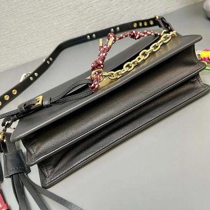 Prada Women Soft Sound Small Leather Shoulder Bag with Charms-Black - 图片 7