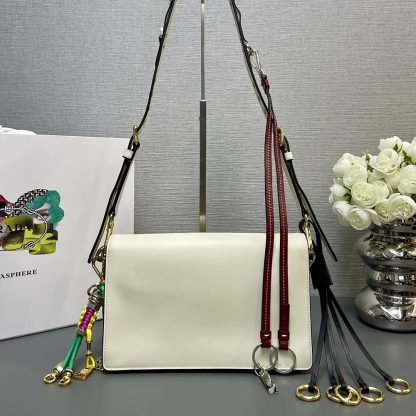Prada Women Soft Sound Small Leather Shoulder Bag with Charms-White - 图片 3