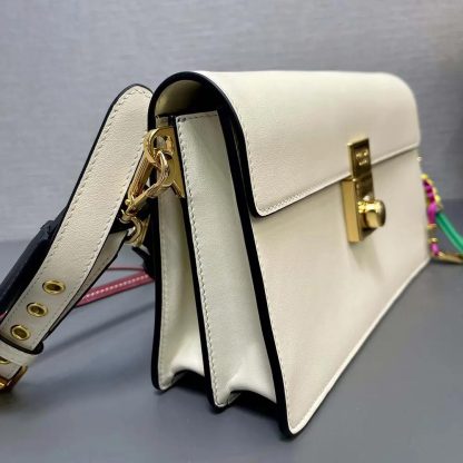 Prada Women Soft Sound Small Leather Shoulder Bag with Charms-White - 图片 6