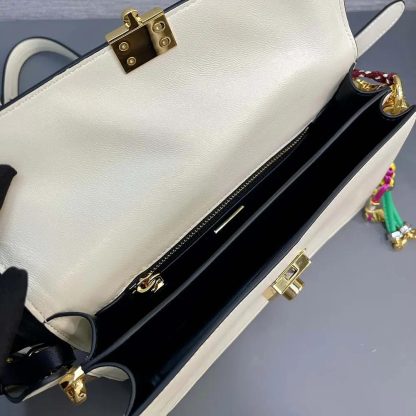 Prada Women Soft Sound Small Leather Shoulder Bag with Charms-White - 图片 9