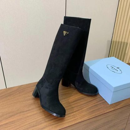 Prada Women Suede Boots-Black 1W228N - 图片 3